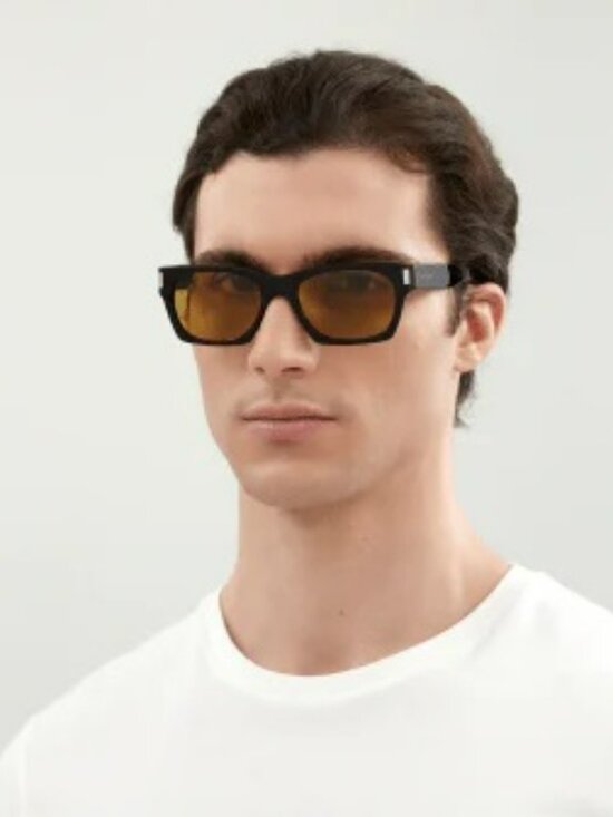 Saint Laurent Women Sunglasses Black Yellow Rectangle SL402 010 NEW AUTHENTIC main image 6